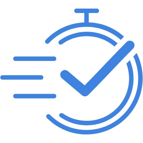 Clock with speedline representing faster turnaround.