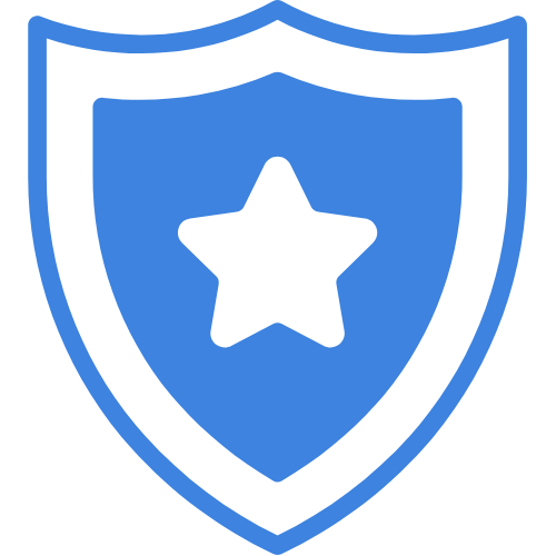 Shield icon with star symbolizing our 100% quality guaranteed.